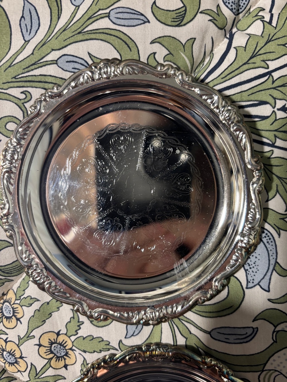 8 Vintage Coasters/Trinket Dishes Ornate Silver Plated EP on Steel Made in Italy